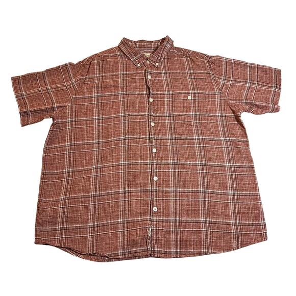 Weatherproof Vintage Linen Cotton Plaid Short Sleeve Button Up Shirt Size XXL - Picture 1 of 9